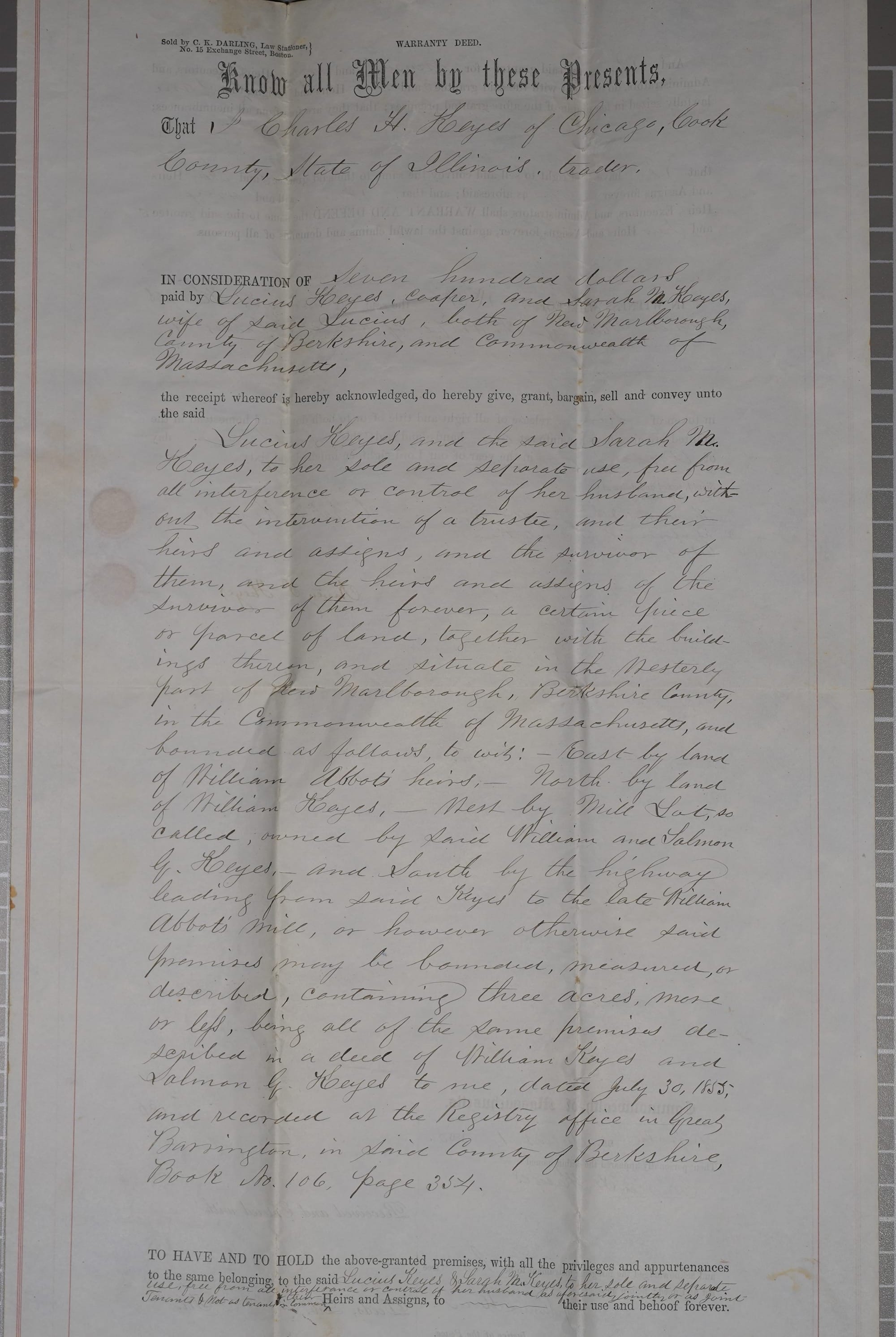 Deed 1855