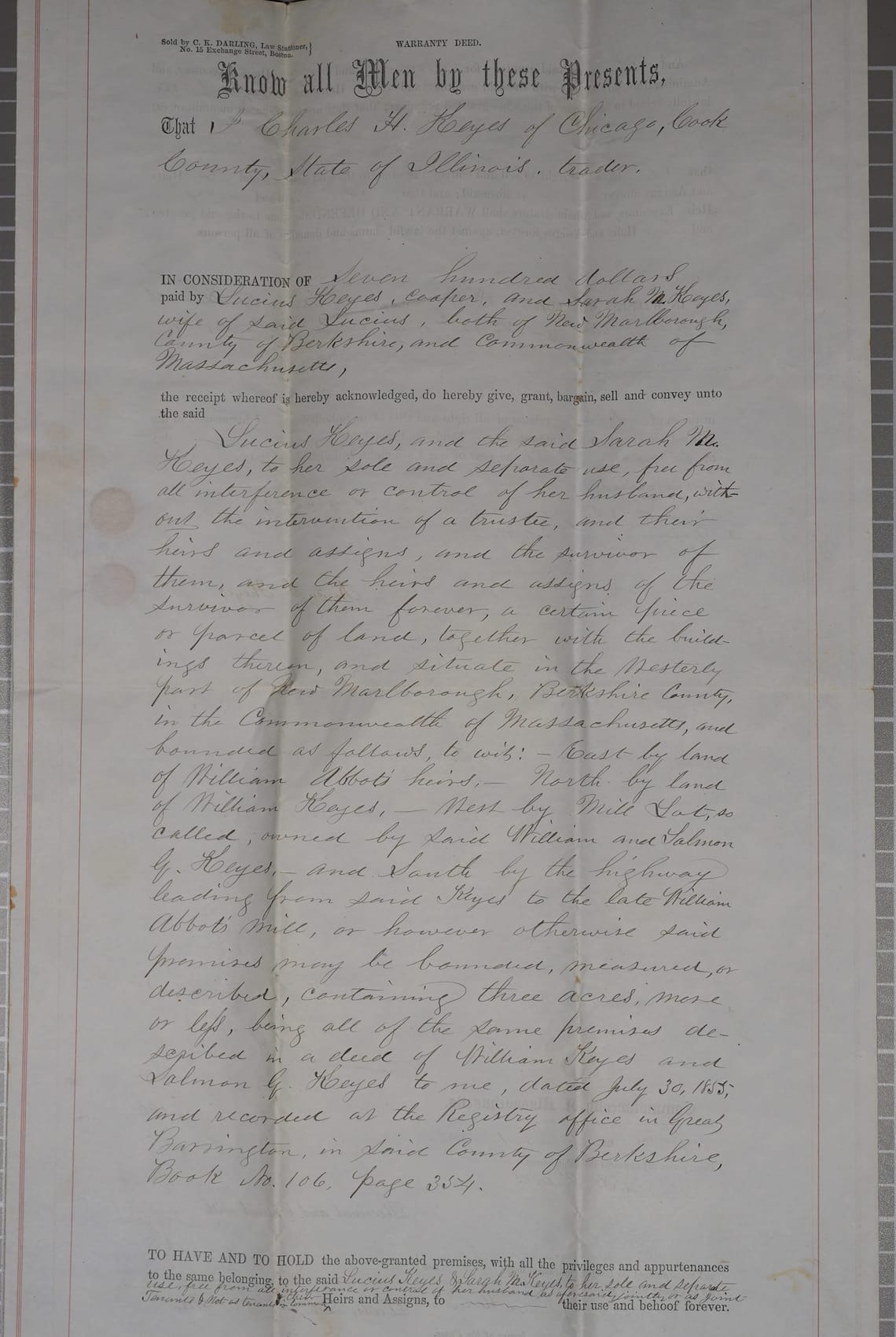 Deed 1855