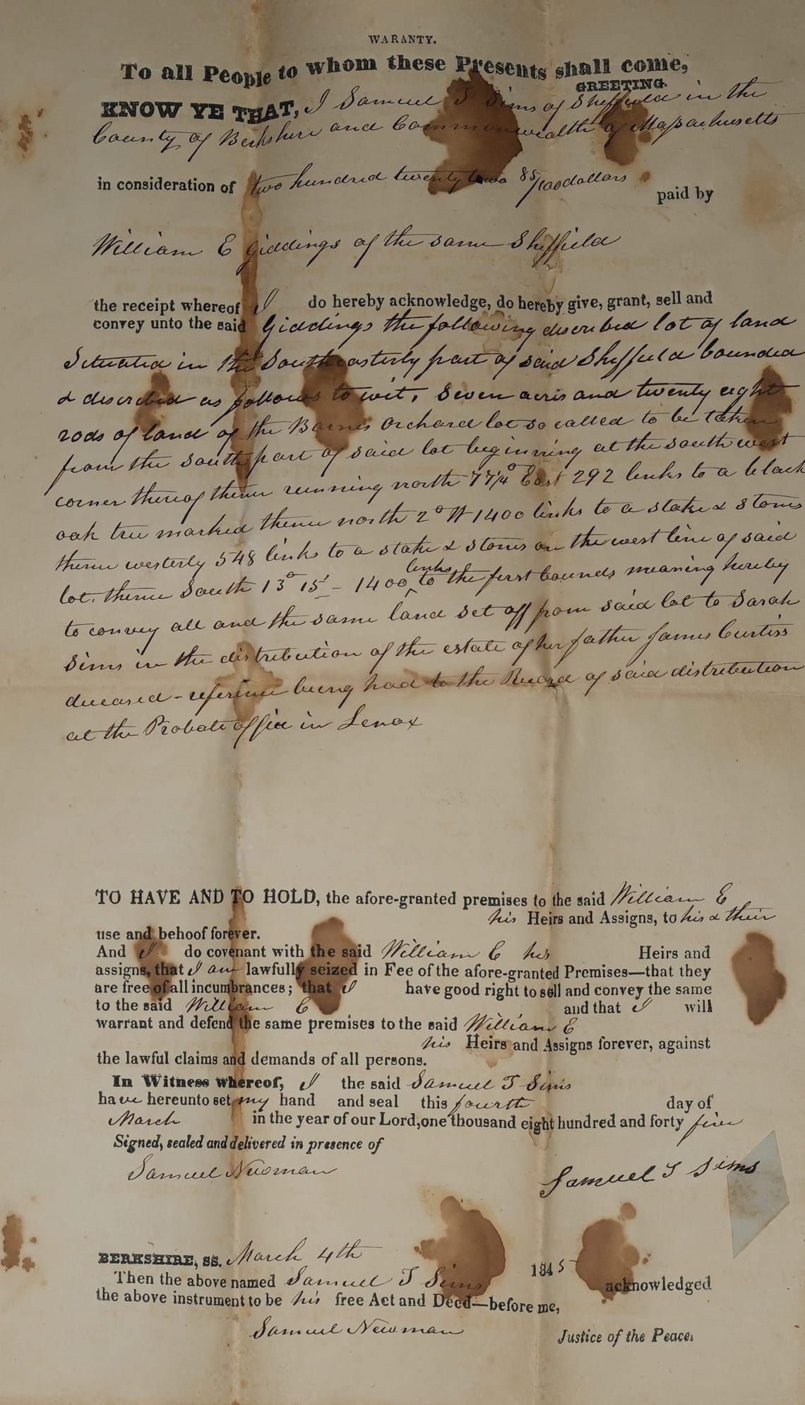 William Giddings Deed