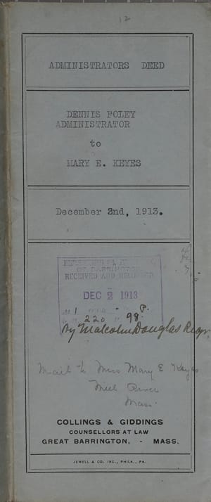 MARY E. KEYES Deed December 1913